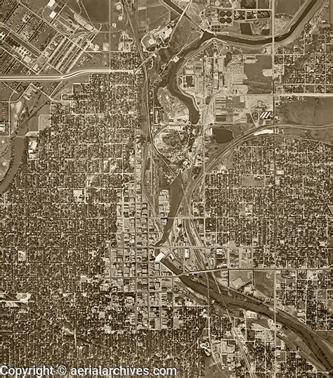 Historical Aerial Photograph Sioux Falls South Dakota 1962 Aerial