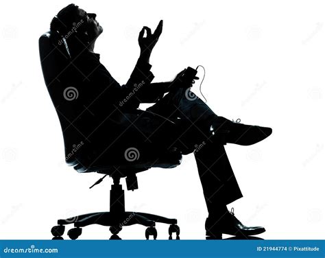 One Business Man Listening Music Silhouette Stock Images - Image: 21944774