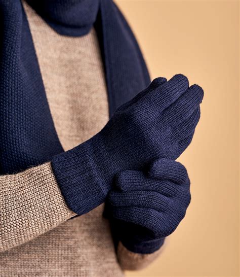 Navy Pure Lambswool Mens Essential Lambswool Gloves