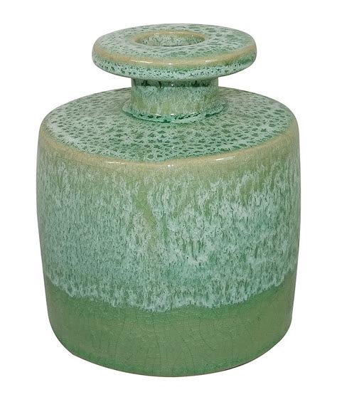 Blumenvase Keramik Grün Handgefertigt Vase Flaschenform Mediterran