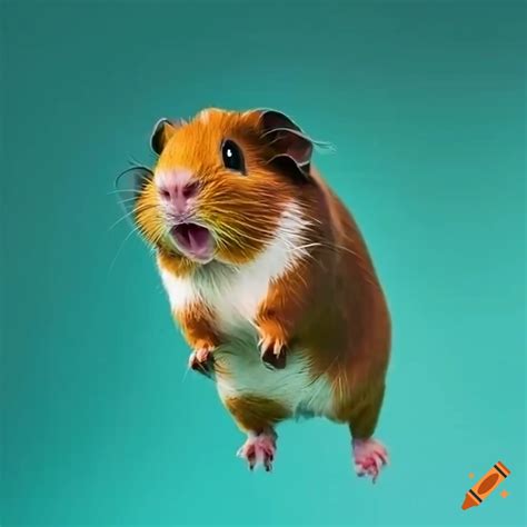 Adorable Guinea Pig Jumping In A Playful Manner On Craiyon