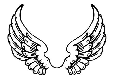 Clipart De Asas De Anjo Preto E Branco Vetor Premium