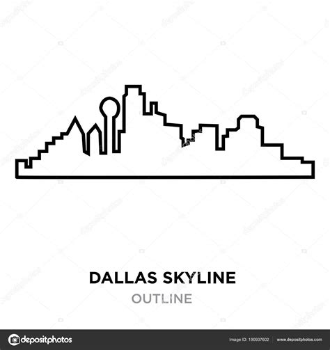 Dallas skyline outline on white background, vector illustration ⬇ ...