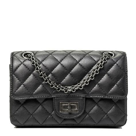 Chanel Metallic Sheepskin Quilted Reissue Mini Flap Dark Silver