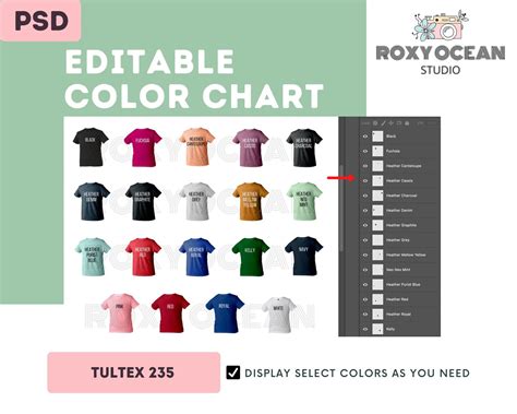 Tultex Color Chart Tc Color And Size Chart Digital Etsy