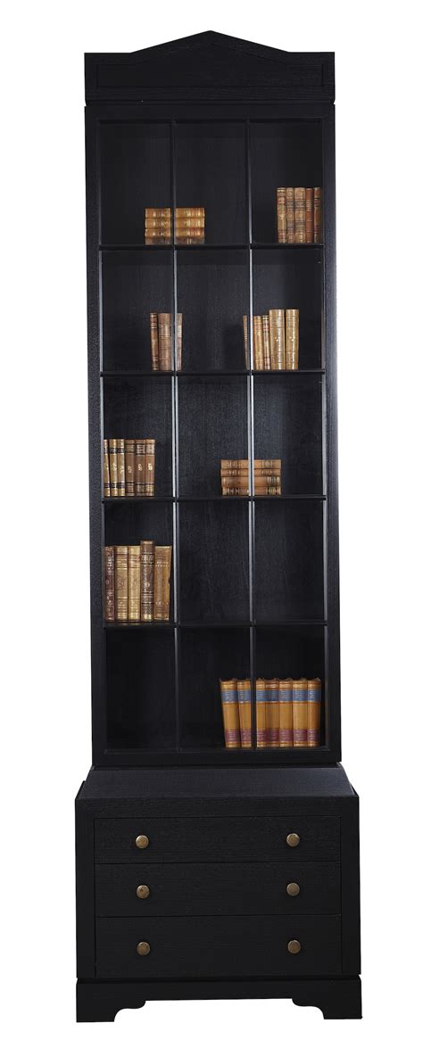 Tall Prestige Oxford Black Classic Style Bookcases With Glass Window