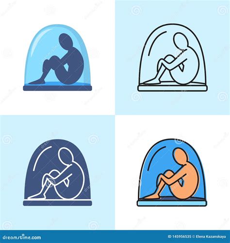 Isolation Concept Icon Set In Flat And Line Styles Stock Illustration