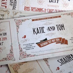 Vintage Ticket Wedding Invitations - Etsy