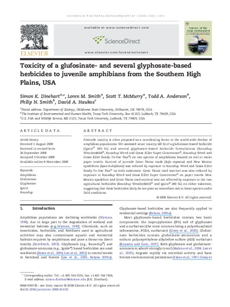 (PDF) Toxicity of a glufosinate- and several glyphosate-based ...