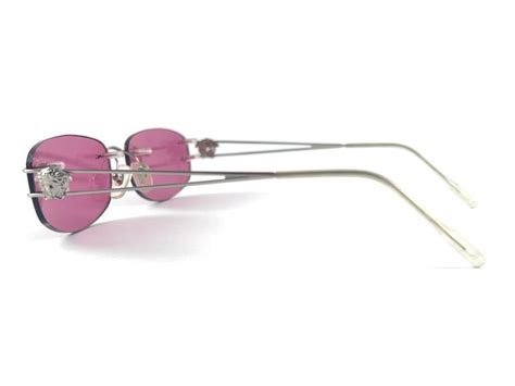 Vintage Versace Rimless Candy Pink Lenses Frame Sunglasses 1990s Made In Italy For Sale At 1stdibs