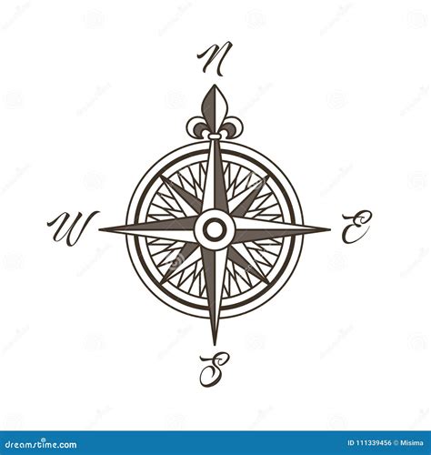 Vintage Nautical Compass Rose Stock Vector Illustration Of East Isolated 111339456