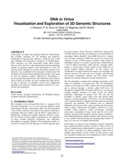 Dna In Virtuo Visualization And Exploration Of 3d Genomic Structures