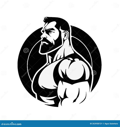 Gym Fitness Club Logo Design Bodybuilder Vector Illustration Stock