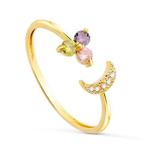 Anillo Abierto Meraki Oro K Luna Tutti Frutti Alda