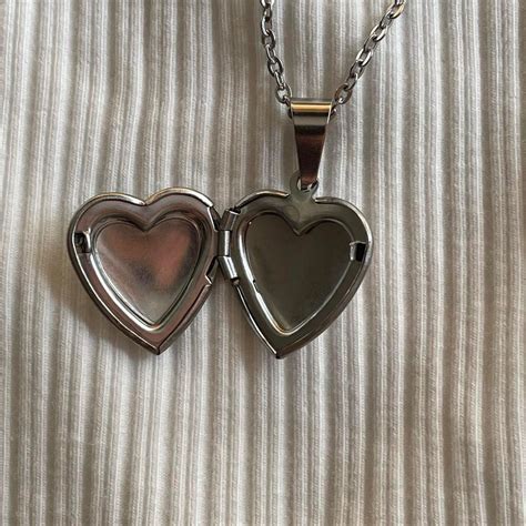 silver locket necklace stainless steel vintage style locket etsy