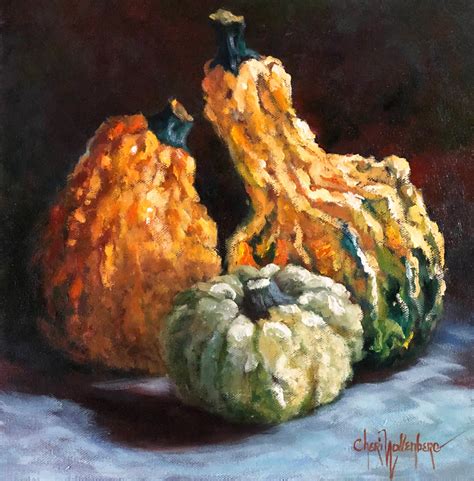 Still Life Painting Pumpkin Gourds Original Oil Etsy