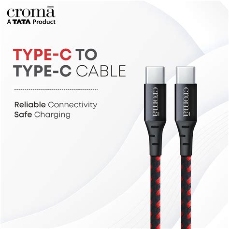 Buy Croma Type C To Type C 6 6 Feet 2m Cable Apple Compatible Red Online Croma