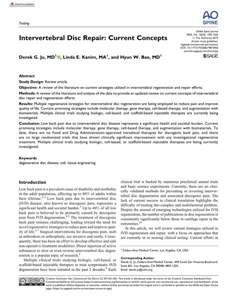 (PDF) Intervertebral Disc Repair: Current Concepts