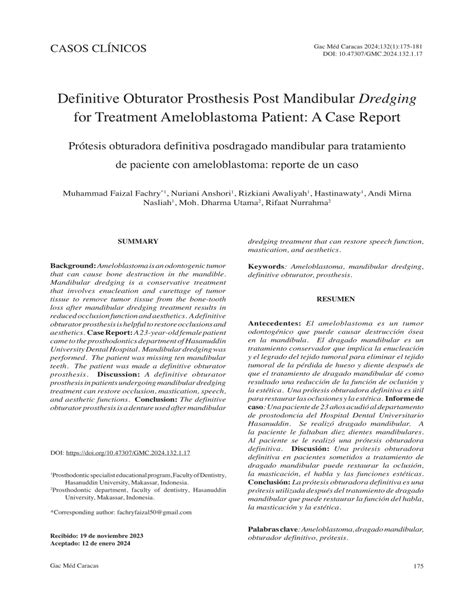 PDF Definitive Obturator Prosthesis Post Mandibular Dredging For