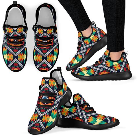 African Kente Mesh Knit Sneakers Shoes Jorjune