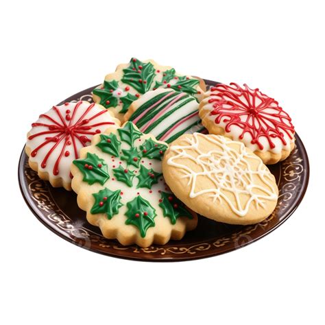 Christmas Butter Cookies Decorated With Christmas Graphics On Wooden