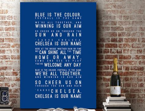 Blue is the Colour Lyrics, Chelsea FC Inspired Lyrics Football Anthems – VelvetPrints