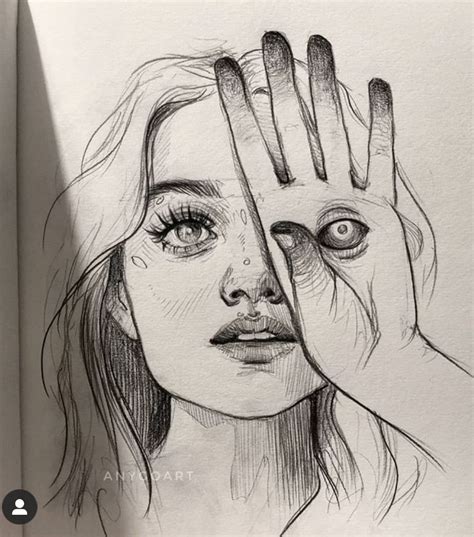 A Drawing Of A Woman Holding Her Hand Up To Her Face