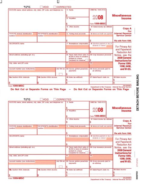 Form 1099 Misc Miscellaneous Income Irs Copy A