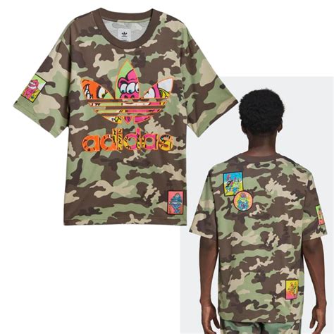 Adidas Originals by Jeremy Scott Camo Embroidered Tee… - Gem