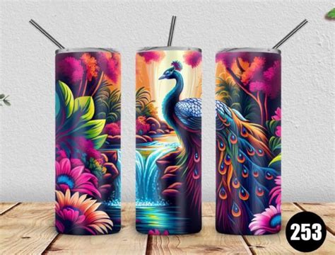 Colorful Peacock Oz Skinny Tumbler Png Designs Graphics