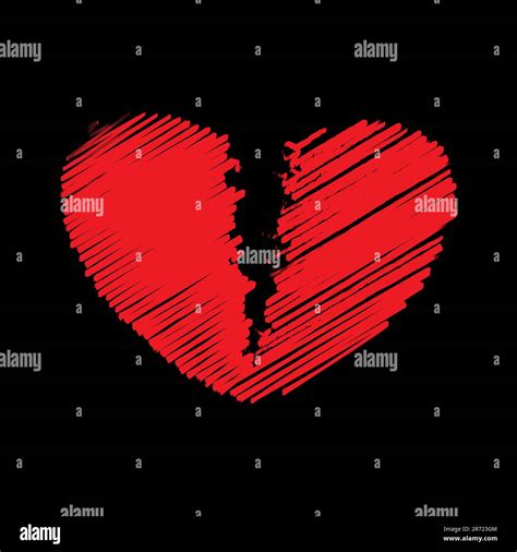 Red Broken Heart Vector Illustration Stock Vector Image And Art Alamy