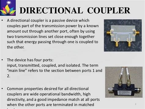 Microwave- directional coupler paramets & applications