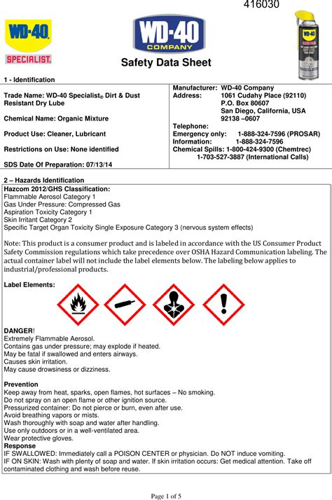 Material Safety Data Sheet Symbols