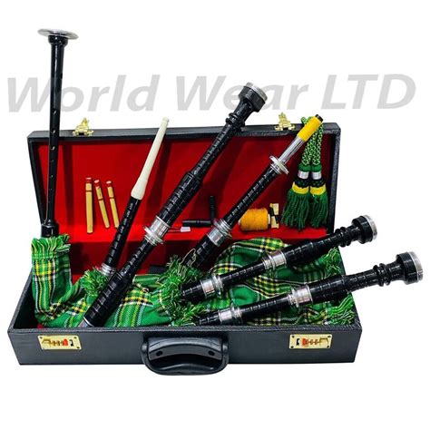 Irish Scottish Highland Bagpipes Full Silver Mounts With Hard Case ...