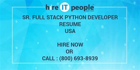 Sr Full Stack Python Developer Resume Hire It People We Get It Done