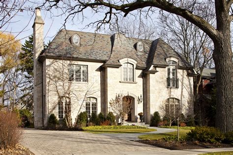 Glencoe Residence Front Elevation French Country Fachada Chicago