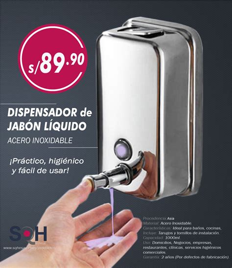 Dispensador de Jabón Líquido Acero Inoxidable de 1000ml SQHE SAC