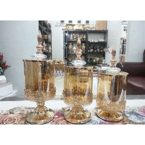 Jual Toples Turki Set Sultan Premium Gold Isi 3 Toples Kaca Kristal