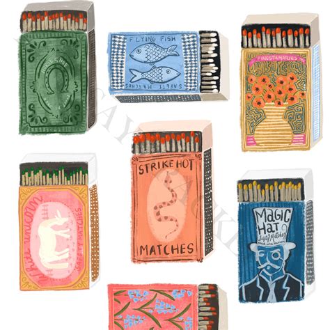 Matchbox Print Matchbox Illustration Vintage Matchbox Art Etsy