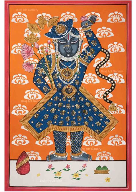 Braj Art Gallery Large Pichwai Painting Print Shrinathji In Mewari