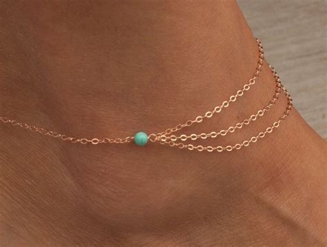 Turquoise Anklet Gold Anklet Boho Anklet Silver Ankle Silver Ankle