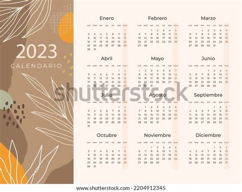 Hand Drawn 2023 Calendar Template Spanish Stock Vector (Royalty Free ...