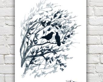 Black bird art | Etsy