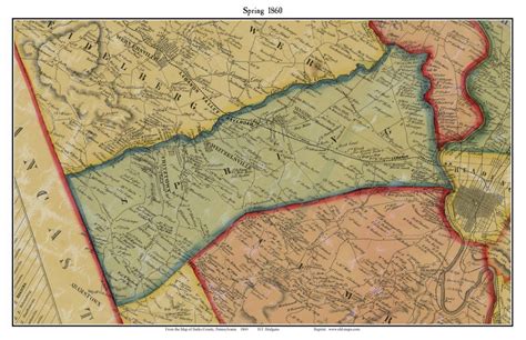 Spring Township Pennsylvania 1860 Old Town Map Custom Print Berks Co Old Maps