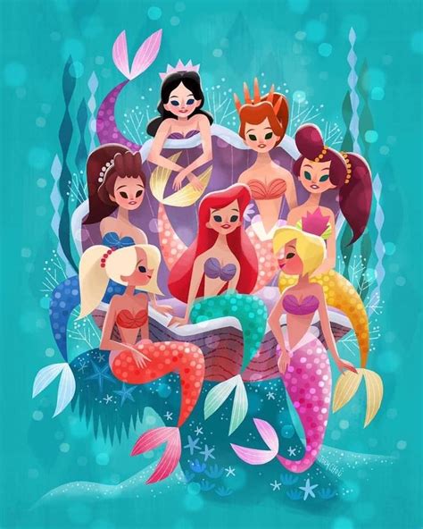 Ariel e suas irmãs Disney Artwork Disney Fan Art Disney Drawings