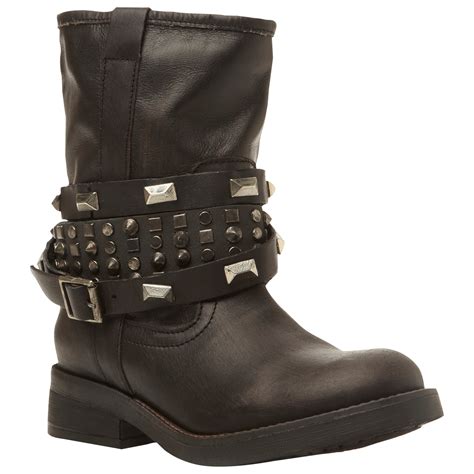 Steve Madden Mightee Leather Biker Boot In Black Lyst