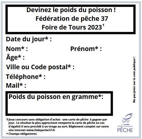 Jeu Concours Devinez Le Poids Du Poisson Foire De Tours