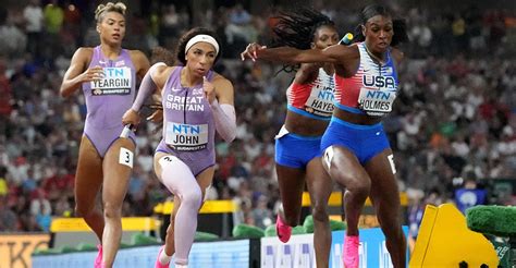 Favourites Us 4x400m Womens Relay Team Disqualified After Baton Fail