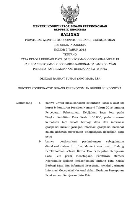 Peraturan Menteri Koordinator Bidang Perekonomian Republik Indonesia