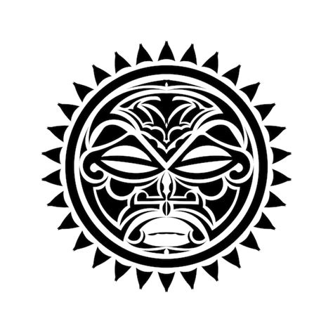 Rundes Tattoo Ornament Mit Sonnengesicht Im Maori Stil Afrikanische